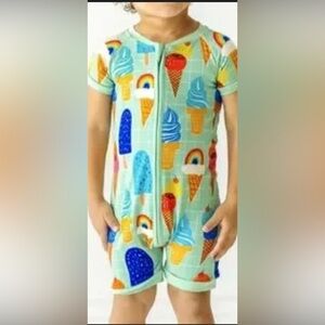 NWT Little Sleepies Aqua Rainbow Sprinkles Shorty Romper 2T